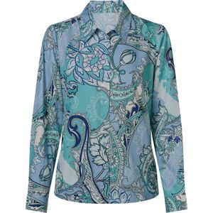 Dames Overhemdblouse in hemelsblauw/ijsblauw bedrukt