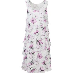 Cocktailjurk - Orchidee/Ecru - Georgette - Mouwloos