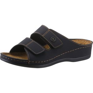 Gezondheidsslippers - Zwart - Imitatieleer - Klittenbandsluiting