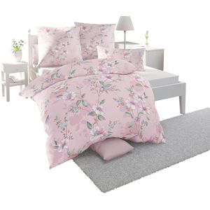 Bedtextiel in oudroze geprint