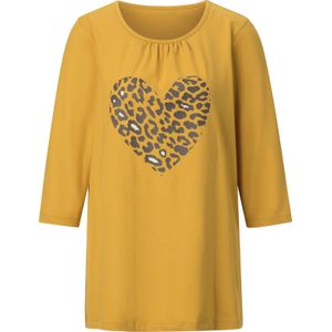Dames Lang shirt in oker/chocolade