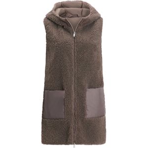 Dames Lang vest in taupe