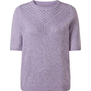 Dames Pullover met korte mouwen in lavendel/ecru gemêleerd