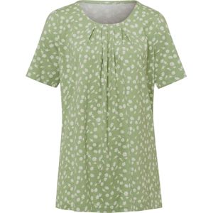 Dames Lang shirt in eucalyptus/wit bedrukt