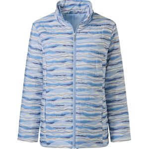 Dames Watté-jack in middenblauw/ecru bedrukt
