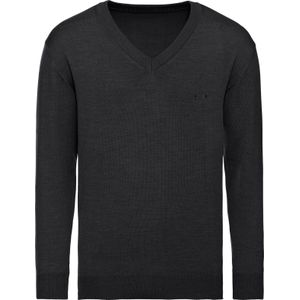 Pullover - Antraciet Mêlee - 100% Scheerwol - Lange Mouwen