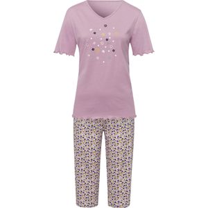 Dames Capri-pyjama in mauve gedessineerd