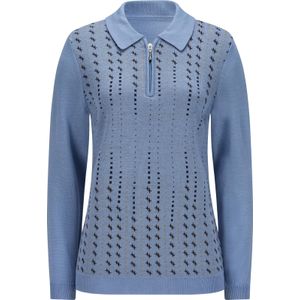Dames Polopullover in bleu/marine gedessineerd