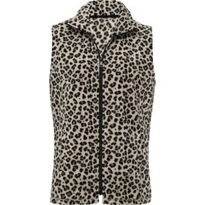 Dames Fleecegilet in zand/zwart bedrukt