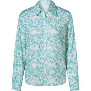 Dames Blouse met lange mouwen in mint/wit bedrukt