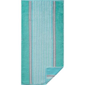 Handdoek in winterturquoise gestreept