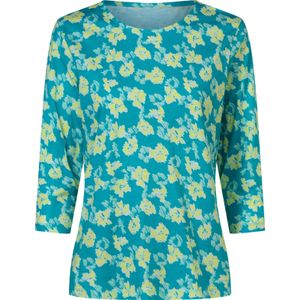 Dames Shirt met 3/4-mouw in turquoise/pistache bedrukt