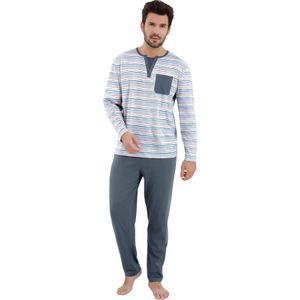 Heren Pyjama's in antraciet + marine