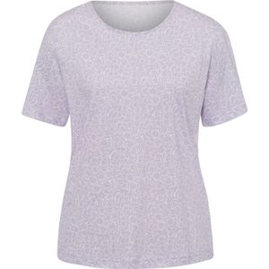 Dames Shirt met korte mouwen in ecru/lila bedrukt