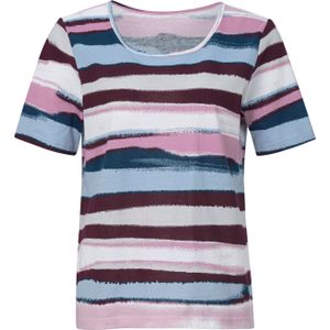 Dames Shirt met korte mouwen in roze/bleu gestreept