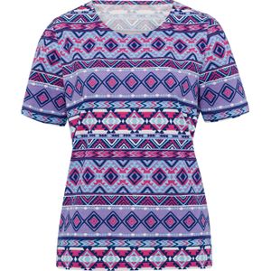 Dames Shirt met korte mouwen in aqua/fuchsia bedrukt