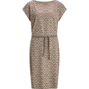 Dames Jersey jurk in beige/taupe geprint