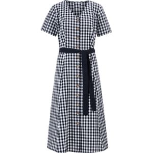 Folklore Jurk - Geruit - V-hals - Uitlopende Rok - Effen Bindceintuur