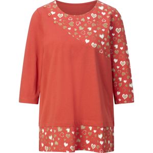 Dames Lang shirt in terra/camel bedrukt