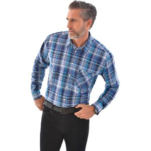 Blauw Geruit Overhemd - 100% Katoen - Lange Mouwen - Knoopsluiting