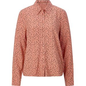 Dames Blouse met lange mouwen in papaja/zwart bedrukt