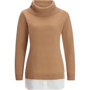 Dames 2-in-1-pullover in camel/wit