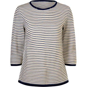 Dames Pullover van jacquard in ecru/donkerblauw gedessineerd