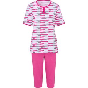 Dames Capri-pyjama in wit/roze geprint