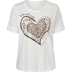 Dames Shirt met korte mouwen in ecru/goudkleur