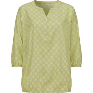 Dames Comfortabele blouse in lindegroen/ecru bedrukt