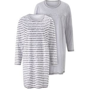 Dames Slaapshirts met lange mouwen in grijs + grijs gestreept