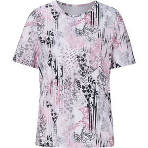 Oudroze - T-shirt - Gebloemd - 92% Polyester, 8% Elastaan