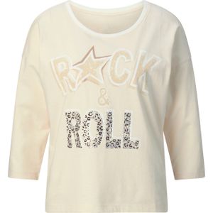 Dames Shirt met 3/4-mouw in champagne/zand bedrukt