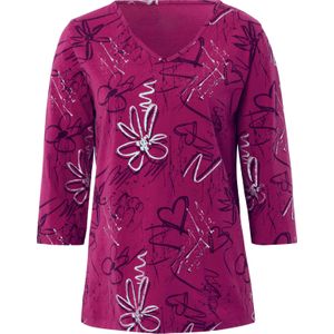 Gedessineerd Longsleeve - Fuchsia - 100% Katoen