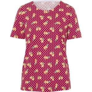 Dames Shirt met korte mouwen in rood/geel bedrukt