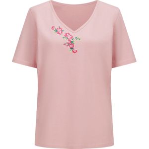 T-shirt - Hortensia/Pink - 100% Katoen - Korte Mouwen - V-hals