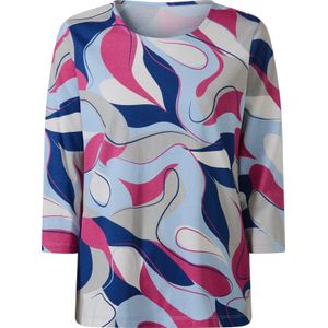 Dames Shirt met 3/4-mouw in lichtgrijs/fuchsia bedrukt