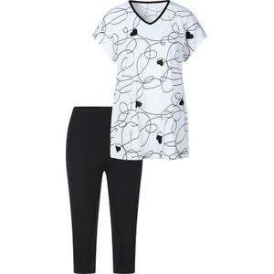 Dames Capri-pyjama in wit/zwart