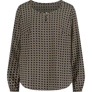 Dames Comfortabele blouse in zwart/camel bedrukt