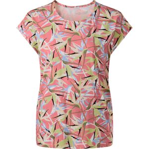 Dames Shirt met korte mouwen in flamingo/bleu bedrukt
