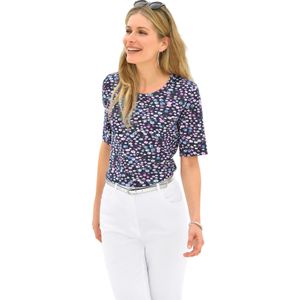 Dames Shirt met print in donkerblauw geprint