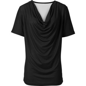 Dames Shirt met cascadehals in zwart