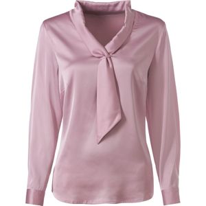Blouse - Rosé - 97% Polyester, 3% Elastaan - Lange Mouwen, V-hals, Sjaalkraag