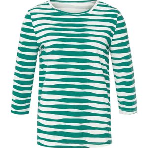 Shirt met 3/4-mouw in groen/wit gestreept