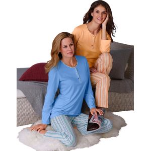Dames Pyjama's in blauw + terra-oranje