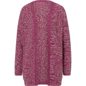 Dames Lang gebreid vest in bordeaux/ecru gemêleerd