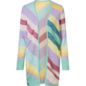 Dames Vest in blauwgroen/lavendel gedessineerd