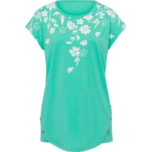 Dames Lang shirt in blauwgroen/wit