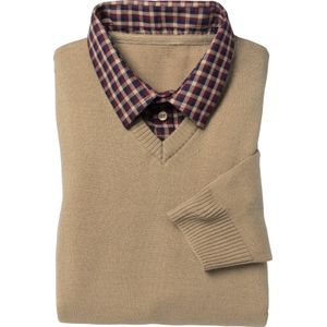 Classic - Gebreide Trui - Camel - Lange Mouwen - Knoopsluiting