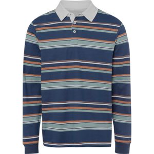Heren Poloshirt met lange mouwen in donkerblauw gestreept